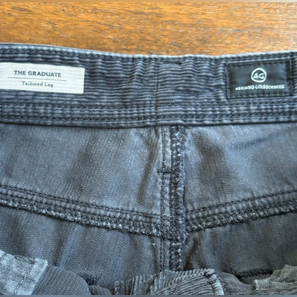 AG Adriano Goldschmied Corduroy Pants Mens 33”W The Graduate Tailored Leg Black - Picture 7 of 16